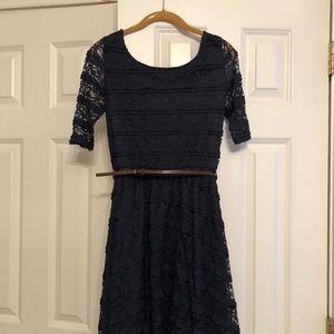 Lace hi-lo tea length dress